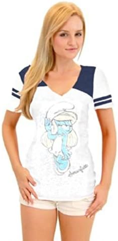 True Vintage The Smurfs Smurfette Pose Juniors Burnout White and Navy T-shirt