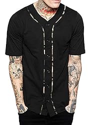 Hat and Beyond Mens Baseball Button Down Jersey