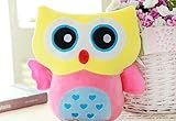 Rainbow Fox Owl Stuffed Toy Plush Doll Lovely Owl Shaped Perfect Decorative Pillow (Yellow)