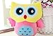 Rainbow Fox Owl Stuffed Toy Plush Doll Lovely Owl Shaped Perfect Decorative Pillow (Yellow)