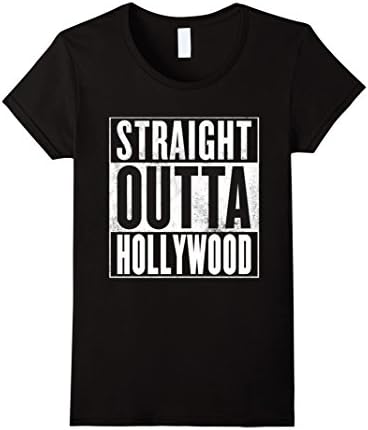 Women's Hollywood T-Shirt - STRAIGHT OUTTA HOLLYWOOD Shirt Small Black