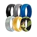 Silicone Wedding Ring For Men By DoerDo, Durable Rubber Sport Band For Active Style - 6 Rings Pack(Black, Grey, Blue, Metal Look Silver, Metal Look Golden, Camo) - (11 (20.6mm, 64.71mm))