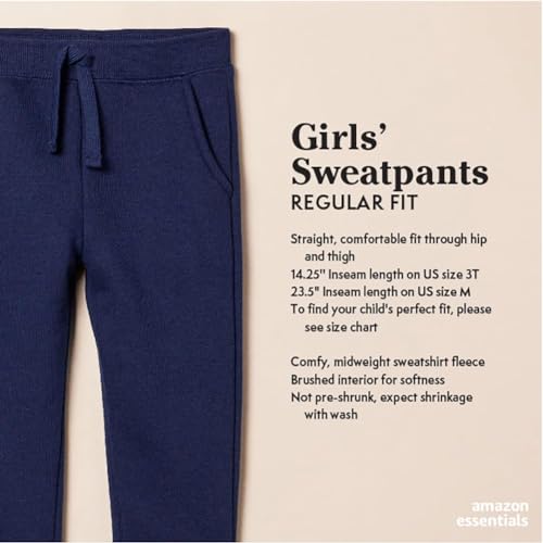 AMAZON ESSENTIALS GIRLS’ SWEATPANTS – DISCONTINUED COLORS, ORANGE FLORAL/PALE MAUVE, MEDIUM