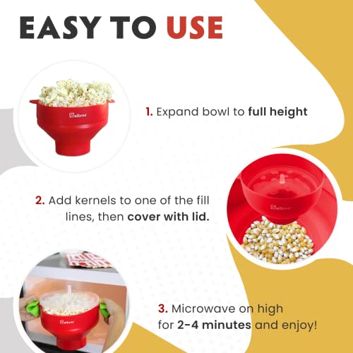 The Original Salbree Microwave Popcorn Popper, Silicone Popcorn Maker, Collapsible Microwavable Bowl - Hot Air Popper - No Oil Required - The Most Colors Available (White)