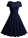 MissMay Women's Retro 1950s Short Sleeve A-Line Cocktail Party Swing Dress, C-navy Blue, Medium