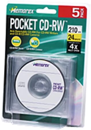 Memorex Pocket Mini CD-RW 24 Media 4X 210MB with Slim Jewel Cases (5-Pack)