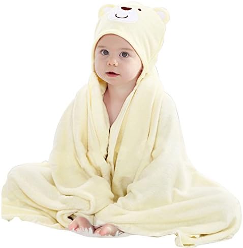Luxury Hooded Baby Towel | Extra Large 47" x 35" Bamboo for Infant, Toddler, Newborn and Kids | Great for Boys and Girls at Bath, Pool and Beach | Better than Organic Terry Cotton (Yellow Bear)