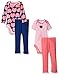 Gerber Baby Girls' 4-Piece Bodysuit and Pant Set, Hearts, 24 Months