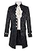 Pxmoda Mens Gothic Tailcoat Jacket Steampunk Victorian Tuxedo Uniform Halloween Costume Coat (XL,Black)