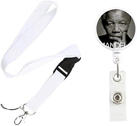 Translucent Retractable Badge Holder Reel Key Chain Reel with Lanyard for Key Cards and ID Cards (Mandela White Reel &amp; Lanyard)
