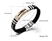 OPK Jewelry Fashion Rose Gold Geniune Silicone Bracelet for Men Stainless Steel Clasp,Black, 8.26 inches