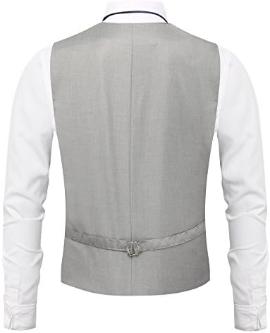 Spinty Men's Slim Solid Color Double Breasted Suit Vest
