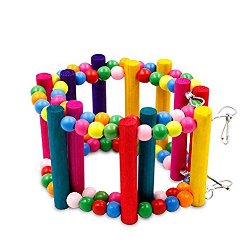 image for Longpro Rainbow Ladder Bird Play Toy, 12-Step Ladders Wooden Crawling 