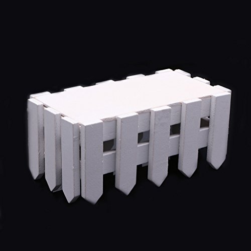YDZN Wooden Fence Artificial Flower Plant Fence Picket Storage Holder Vase Garden Weeding Home Office Decoration (16 CM)