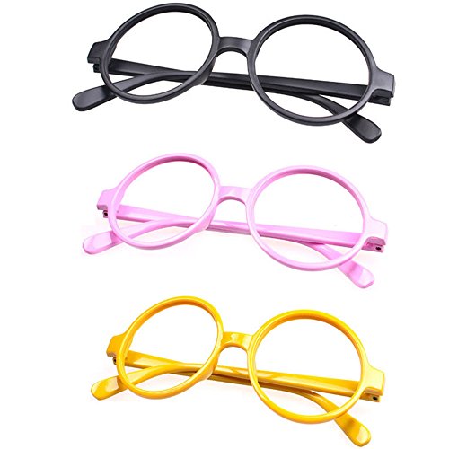 Set of 3 FancyG® Retro Geek Nerd Style Round Shape Glass Frame NO LENSES SET104