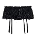 Cszxx Women's 4-Strap Wide Lace Suspender Belt Garter Belt (Black)