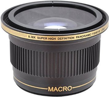 BlueTech 0.38x Fisheye Wide-Angle Conversion Lens w/ Macro Close-Up Attachment For Canon EOS Rebel T6s, T6i, SL1, T5, T5i, T4i, T3, T3i, T1i, T2i, XSI, XS, XTI, XT, 70D, 60D, 60Da, 50D, 40D, 30D, 20D, 10D, 7D, (100D, 300D, 350D, 400D, 450D, 500D, 550D, 600D, 650D, 700D, 750D, 760D, 1000D, 1100D, 1200D) Digital SLR Cameras (Compatible With 18-55mm, 55-250mm, 75-300mm, 50mm 1.4 , 55-200mm. 70-300mm Lens)