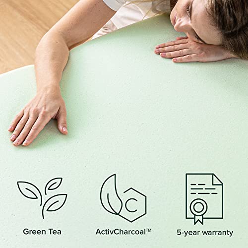 ZINUS 1.5/3/4inch Green Tea Memory Foam Mattress Topper, Pressure