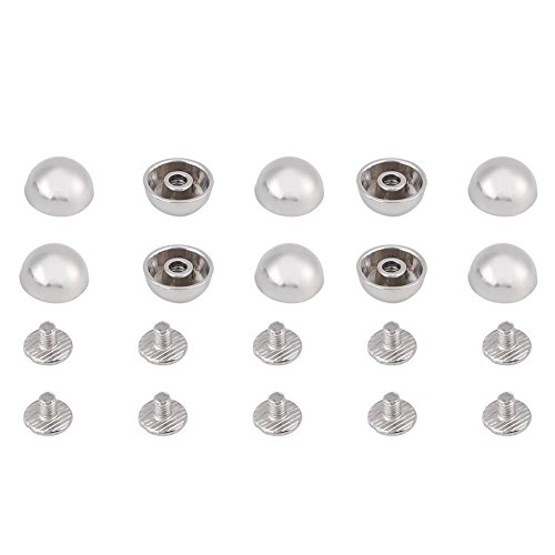 20Pcs Metal Purse Handbag Feet Mushroom Type Nailhead Hollow Round Head Stud Metal Philip Screw-Back Spike Studs Rivet for Leather Crafting (SILVER)