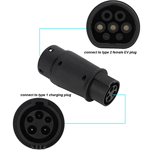 Bnineteenteam Conector de Cargador EV, Adaptador de Carga EV 16A/32A 240V de Universal para Vehículos Eléctricos Tipo 1 a Tipo 2 Protección IP54