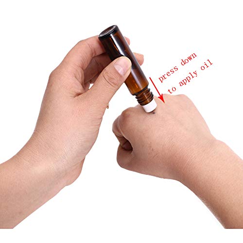Roller Bottles - 10ml Amber Glass Roller Bottle for Essential Oils,8 Pack Empty Bottles with Stainless Steel Roller Balls.