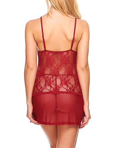 Avidlove-Babydoll-Womens-Sexy-Lace-Floral-Lingerie-Sleepwear-with-G-string-Set