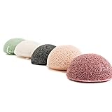Konjac Facial sponge 5 pieces: white, charcoal ,red clay, green clay and pink clay