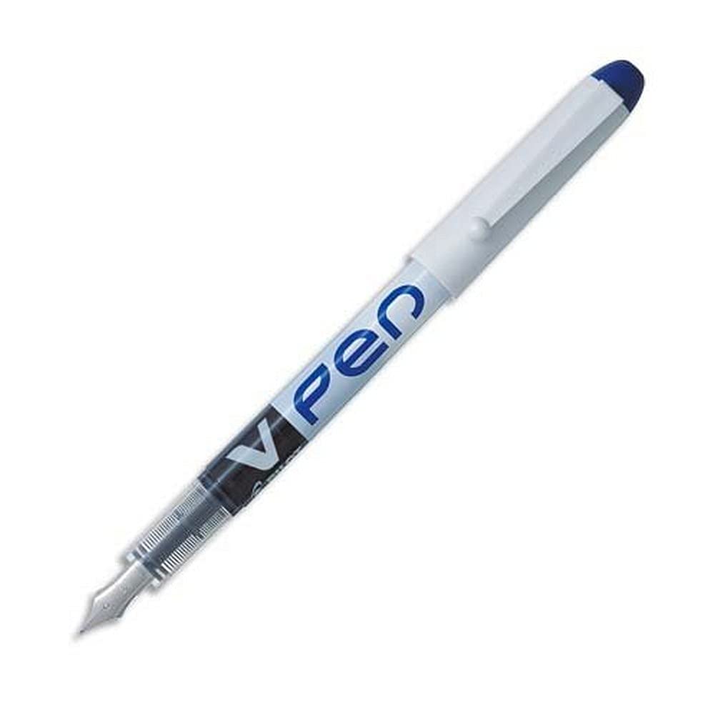 Pilot VPen Disposable Fountain Pen White Barrel 0.58 mm Tip - Blue, Box of 12 — image 1