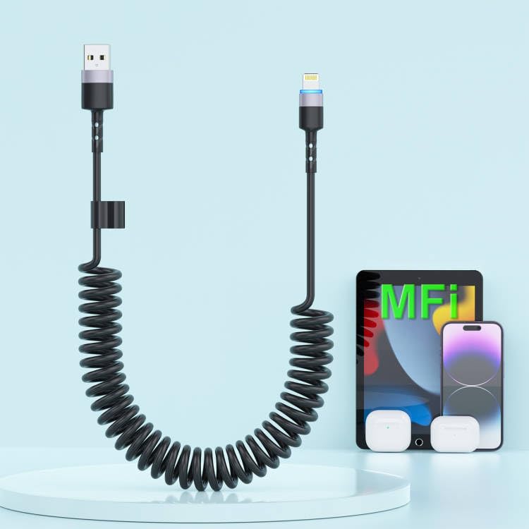 Photo 1 of Carplay Coiled USB A to Lightning Cable for Car, 6FT Apple Coiled Lightning Cable,[MFi Certified] Retractable iPhone Charger Cord Fast Charging Compatible with iPhone 14 13 12 11 Pro Max Mini XS iPad