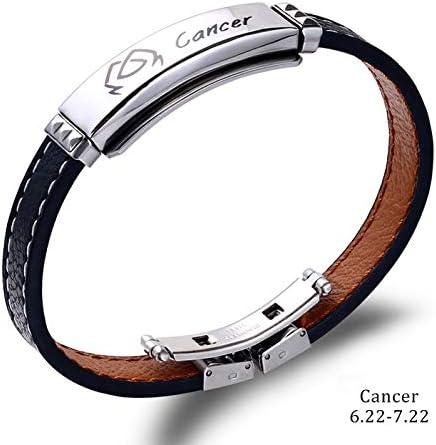 SHOUZ 12 Zodiac leather Bracelet 12 Constellations Bracelets Wen Men Stainless Steel Personality Punk Bracelet Gifts