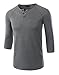 HETHCODE Men's Casual Raglan Fit Soft Baseball 3/4 Sleeve Active Sports Henley T-Shirts Tee Slate Green XL
