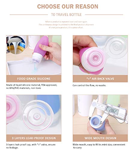 Travel Bottles,Plainmarsh Leakproof Silicone Refillable Travel Containers Squeezable Travel Tube Sets Cosmetic Toiletry Containers for Shampoo Lotion Soap (3 oz,4 Pack) - Thumbnail 4