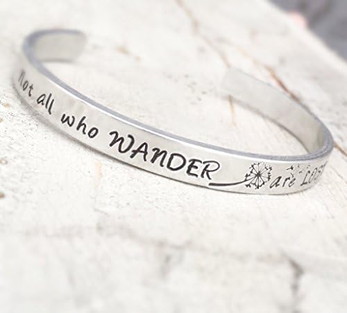 Mantra Bracelet - Wanderlust Jewelry - Gym Motivation Jewelry - Inspirational Bracelet - Free Spirit Gift - Not all who WANDER are lost