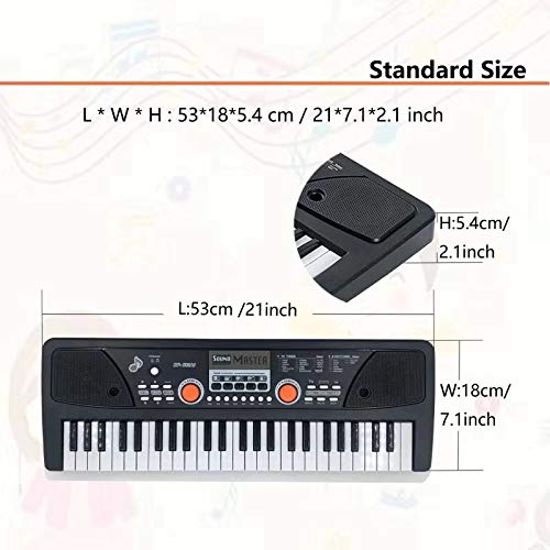 Enfants Piano, 49 Touches Chargable Clavier Piano, Musique Clavier Électronique Organe Numérique Piano Musical Instrument de Musique Électronique avec Microphone pour Enfants Garçon Filles Cadeau