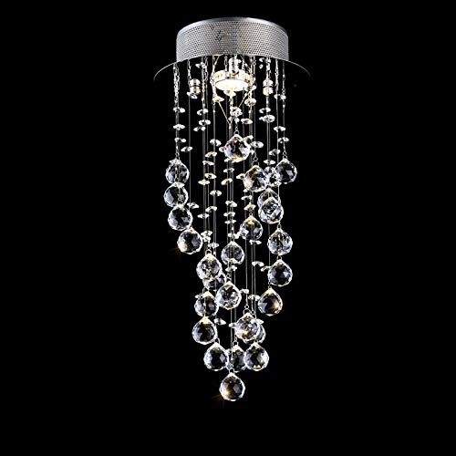 trade® Elegant Crystal Ceiling Light Chandelier Large Sphere Rain Drop K9 Crystals Pendant Lighting Fixture for Hotel Hallway Entry Best Decor Height 18-Inch