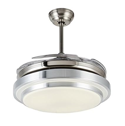 Tiptonlight Retractable Silver Crystal Ceiling Fan 42 Inch With 4