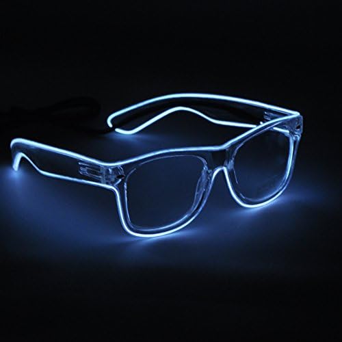 SYDT LED Rave Sunglasses White Frame EL Wire Colorful Flashing Light up Glasses for Festivals DJ Bright Light Holiday Gift(White) by SYDT