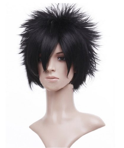 COSPLAZA Cosplay Wigs Spiky short black Halloween Anime Party Full Hair with Free Cap
