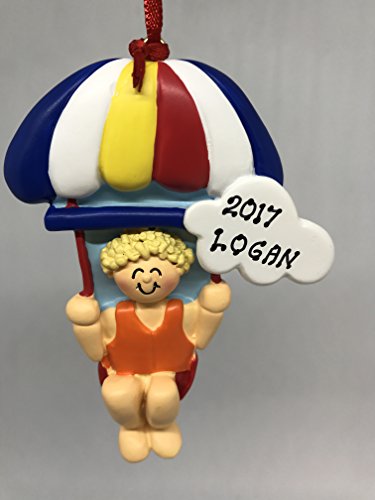 Personalized Male Blonde Parasailing Boy Christmas Ornament 2018 Free Personalization