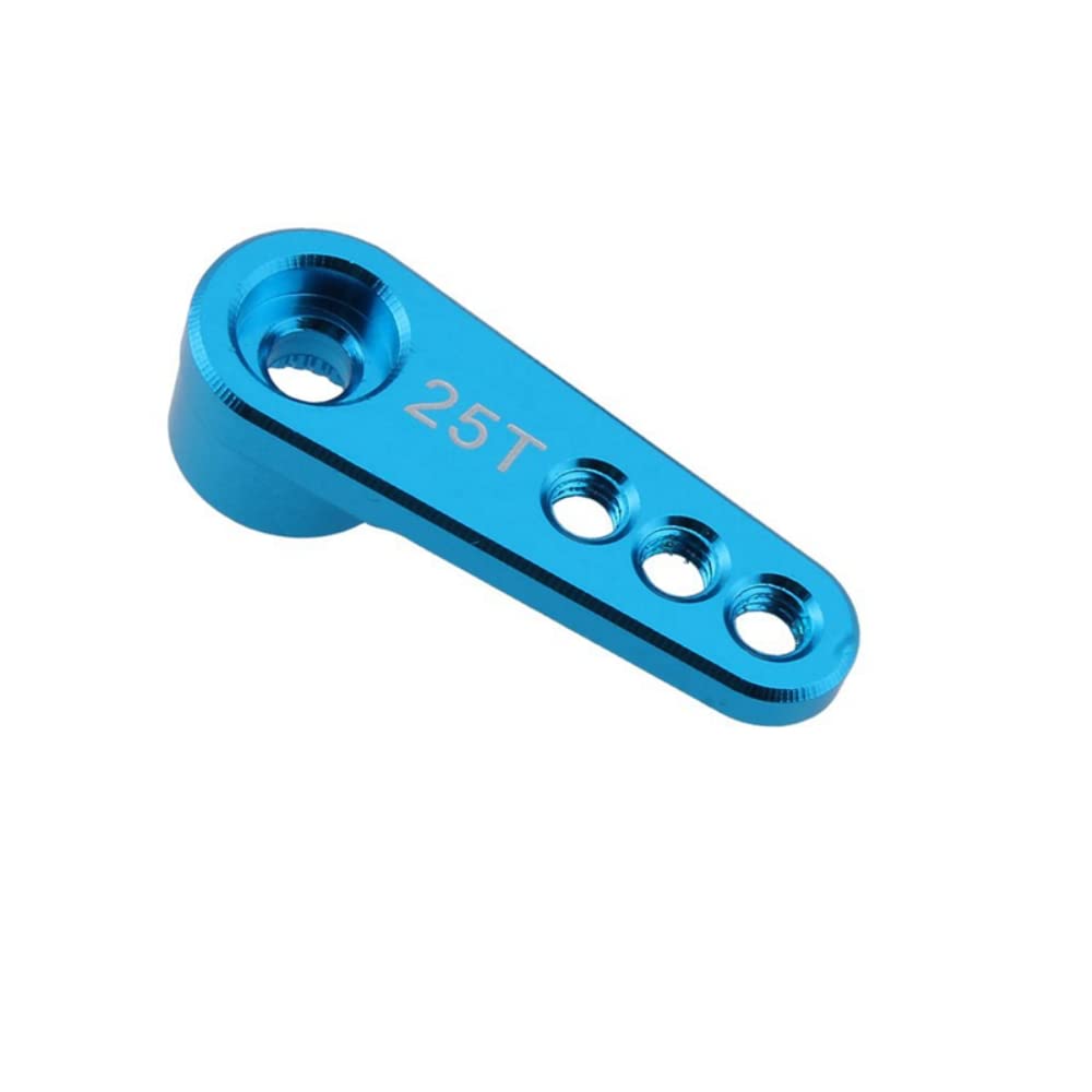 Fasizi 5Pcs Metal 25T Servo Horn M3 Threads Steering Arm Server Rocker Compatible for Savox Power HD HSP Servos Motor 1/8 1/10 RC Car - Blue