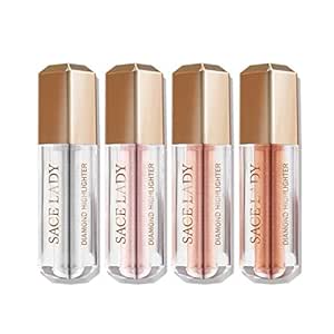 4 Colors Face Highlighters Makeup Cream Kit, Liquid Natural Glow Illuminator Make Up for Eye Face Body Brightener Bronzer Highlighting Illuminating 4 Pack