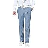 JEJEhomme Men's Slim Fit Dress Casual Pants (US 34W x 31L (Asia 36W), Sky)