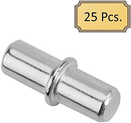 Desunia 5mm Divided Cabinet Shelf Support Pegs for Kitchen, Pantry, & Book Case - Polished Nickel - 25 Pack