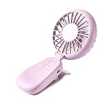 Metrekey Rechargeable USB Mini Handheld Fan Portable Clip-on Travel Small Foldable LED Light Quiet Fan for Outdoor Office Room Pink