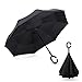 Elover 32in X 8 Panels Double Layer Inverted Umbrella, B - Black