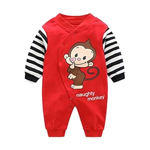 PROTAURI Rompertje voor kinderen, kledingset voor jongens en meisjes, babypyjama met lange mouwen voor 0-12 maanden