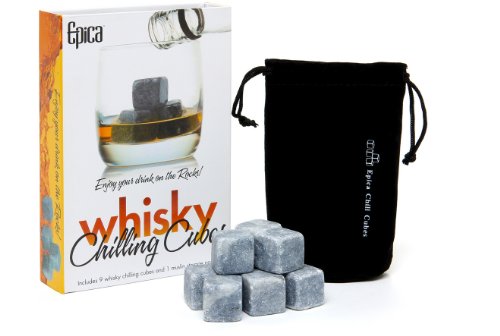 Epica TM Whisky Chilling rocks - SET OF 9 Beautifully Handcrafted Soapstone Whisky Chilling Rocks in Gift Box with Muslin Carrying Pouch ï»¿