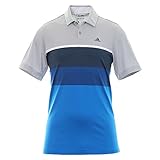 adidas Golf Men's Climacool Engineered Stripe Polo Shirt, Stone/White/Mineral Blue S, X-Large
