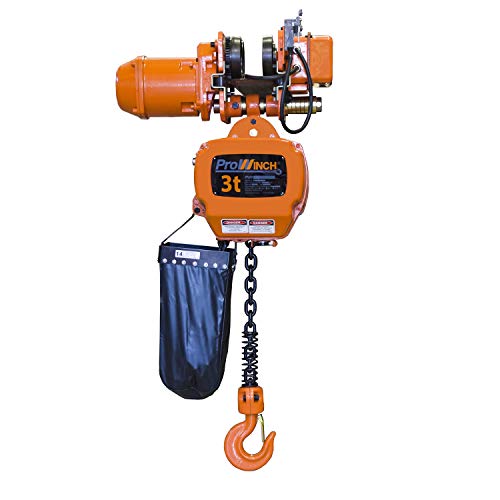 Prowinch 3 Ton Electric Chain Hoist with Electric Trolley Double Speed 30ft Lifting Height G100 Chain Water Resistant Pendant Control M4/H3 Duty Cycle 3 Phase 240/380/460V - Image 2