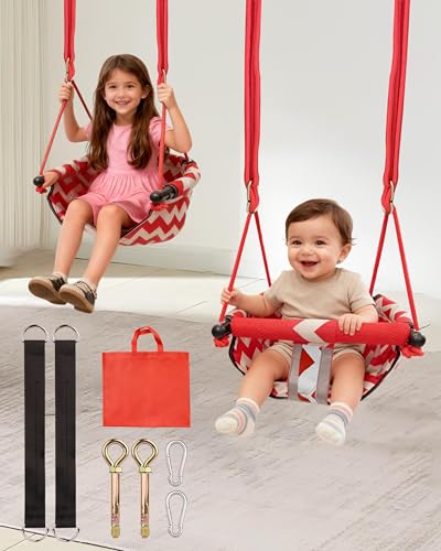 PLMUYY Ajustable Columpio para niños, Doble protección de Seguridad, Incluye Bolsa de Almacenamiento, 2 Pernos de Expansión, Soporta hasta 100 kg, para niños a Partir de 6 Meses